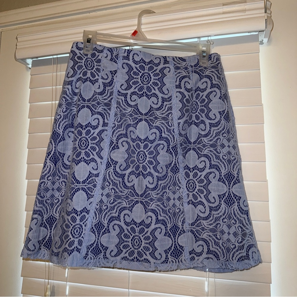 Blue Lace Pencil Skirt